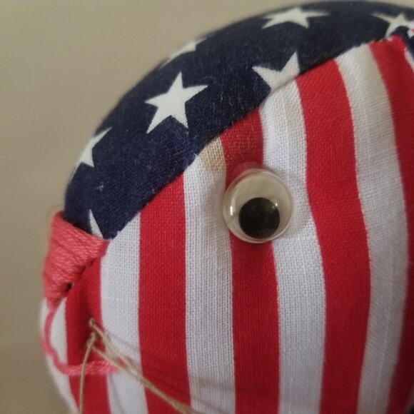 Vtg 1991 Handmade Cloth Patriotic Floppy Ear Bunny Stars and Stripes 20" Plush - Picture 15 of 15